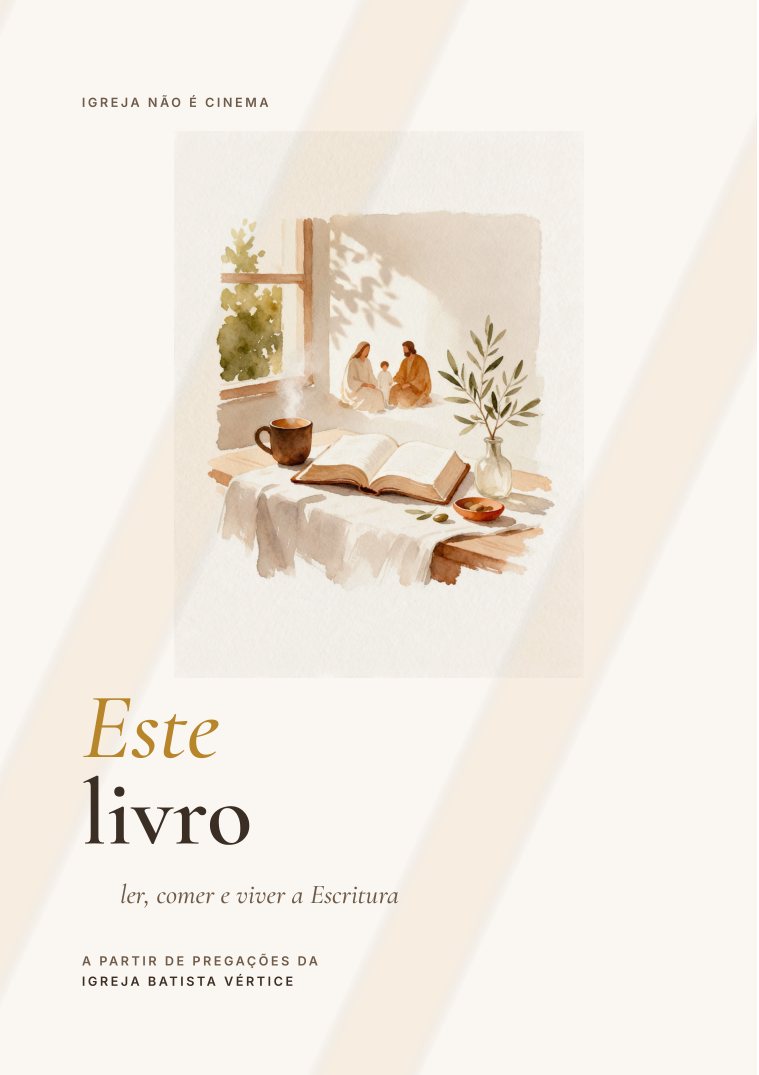 Capa do ebook Este livro: uma Bíblia aberta numa mesa de café da manhã, em aquarela